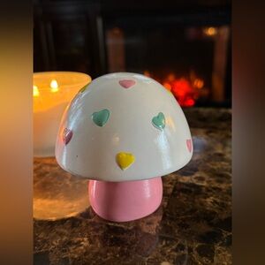 🍄 Pastel Heart Ceramic Mushroom Valentine Cottagecore Decor